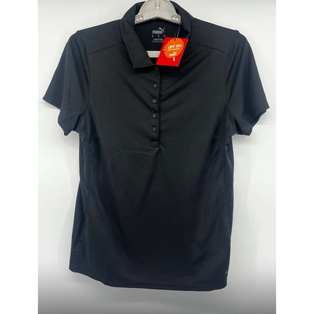 New Womens Puma Gamer Polo‎ Small Black Gold Preppy